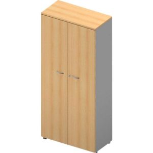 Schrank ARLON OFFICE, 5 Ordnerhöhen, abschließbar, B 900 x T 450 x H 2000 mm, Buche-Dekor/alu