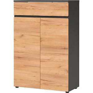 Schrank Boston, 3 Ordnerhöhen, B 800 x T 400 x H 1200 mm, Dekor Graphit & Navarra Eiche