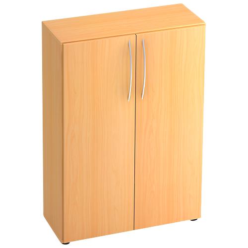 Schrank TARA, 3 Ordnerhöhen, B 800 x T 330 x H 1144 mm, Flügeltüren, 2 Fachböden, stapelbar, Buche-Dekor