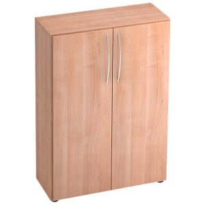 Schrank TARA, 3 Ordnerhöhen, B 800 x T 330 x H 1144 mm, Flügeltüren, 2 Fachböden, stapelbar, Nussb.-Dekor Schrank TARA, 3 Ordnerhöhen, B 800 x T 330 x H 1144 mm, Flügeltüren, 2 Fachböden, stapelbar, Nussb.-Dekor