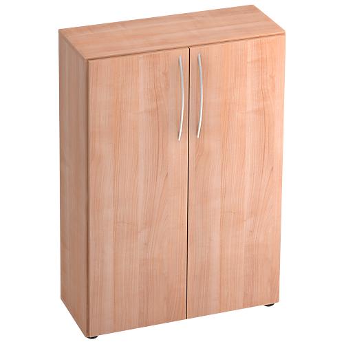 Schrank TARA, 3 Ordnerhöhen, B 800 x T 330 x H 1144 mm, Flügeltüren, 2 Fachböden, stapelbar, Nussb.-Dekor