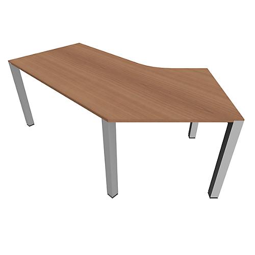 Schreibtisch 135° SOLUS PLAY, 4-Fuß, Freiform, Ansatz links, B 2165 x T 800 x H 720 - 820 mm, Kirsche Romana