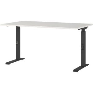 Schreibtisch Agenda, mechanisch höhenverstellbar, B 1400 x T 800 x H 680-910 mm, Lichtgrau/Silber