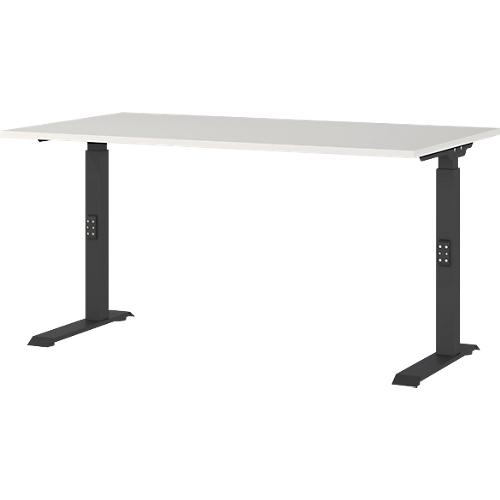 Schreibtisch Agenda, mechanisch höhenverstellbar, B 1400 x T 800 x H 680-910 mm, Lichtgrau/Silber