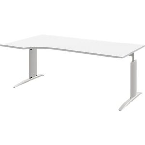 Schreibtisch BARI, Freiform, Ansatz links, C-Fuß, B 1800 x T 1000 mm, weiß Schreibtisch BARI, Freiform, Ansatz links, C-Fuß, B 1800 x T 1000 mm, weiß
