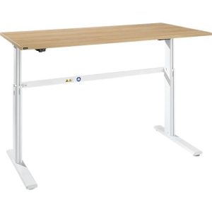 Schreibtisch Bexxstar, elektrisch höhenverstellbar, Rechteck, C-Fuß, B 1800 x T 800 x H 725-1185 mm, Eiche/weiß