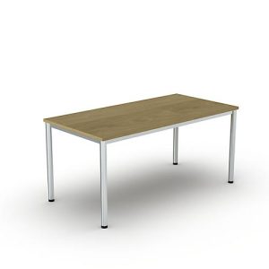 Schreibtisch Bexxstar, Rechteck, 4-Fuß Rundrohr, B 1600 x T 800 x H 740 mm, Eiche/chromsilber Schreibtisch Bexxstar, Rechteck, 4-Fuß Rundrohr, B 1600 x T 800 x H 740 mm, Eiche/chromsilber