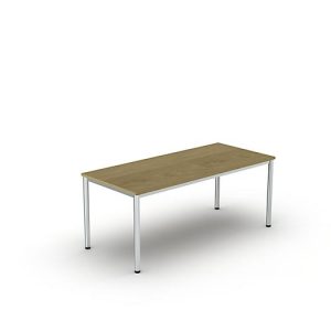 Schreibtisch Bexxstar, Rechteck, 4-Fuß Rundrohr, B 1800 x T 800 x H 740 mm, Eiche/chromsilber Schreibtisch Bexxstar, Rechteck, 4-Fuß Rundrohr, B 1800 x T 800 x H 740 mm, Eiche/chromsilber