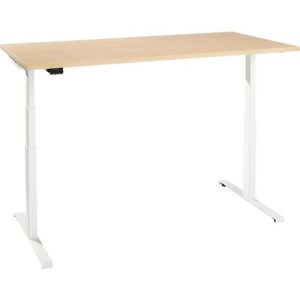 Schreibtisch, elektrisch höhenverstellbar, T-Fuß, B 1200 x T 800 x H 620-1270 mm, Ahorn/weiß + Memoryschalter Schreibtisch, elektrisch höhenverstellbar, T-Fuß, B 1200 x T 800 x H 620-1270 mm, Ahorn/weiß + Memoryschalter