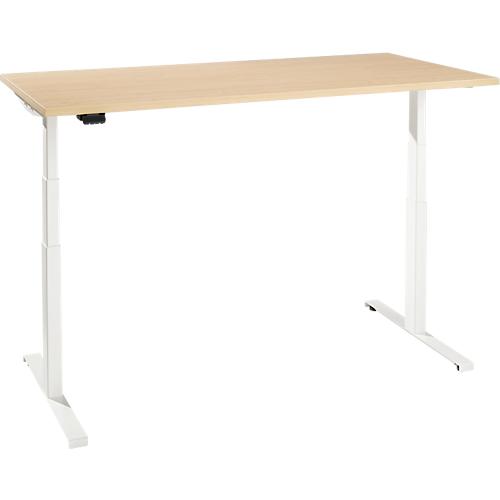 Schreibtisch, elektrisch höhenverstellbar, T-Fuß, B 1200 x T 800 x H 620-1270 mm, Ahorn/weiß + Memoryschalter
