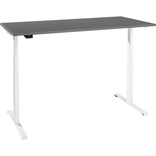 Schreibtisch, elektrisch höhenverstellbar, T-Fuß, B 1200 x T 800 x H 620-1270 mm, graphit/weiß + Memoryschalter