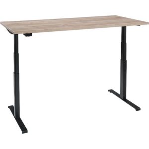 Schreibtisch, elektrisch höhenverstellbar, T-Fuß, B 1600 x T 800 x H 620-1270 mm, Wildeiche/schwarz + Memoryschalter Schreibtisch, elektrisch höhenverstellbar, T-Fuß, B 1600 x T 800 x H 620-1270 mm, Wildeiche/schwarz + Memoryschalter