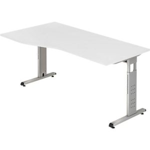 Schreibtisch Freiform ULM, li. od. rechts, B 1800 x T 800/1000 x H 650-850 mm, lichtgrau Schreibtisch Freiform ULM, li. od. rechts, B 1800 x T 800/1000 x H 650-850 mm, lichtgrau