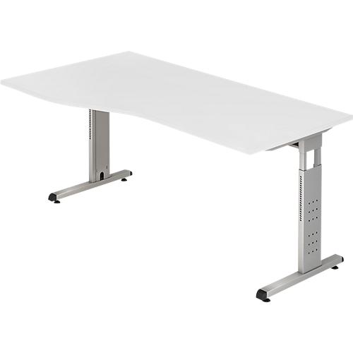 Schreibtisch Freiform ULM, li. od. rechts, B 1800 x T 800/1000 x H 650-850 mm, lichtgrau