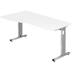 Schreibtisch Freiform ULM, li. od. rechts, B 1800 x T 800/1000 x H 650-850 mm, weiß Schreibtisch Freiform ULM, li. od. rechts, B 1800 x T 800/1000 x H 650-850 mm, weiß