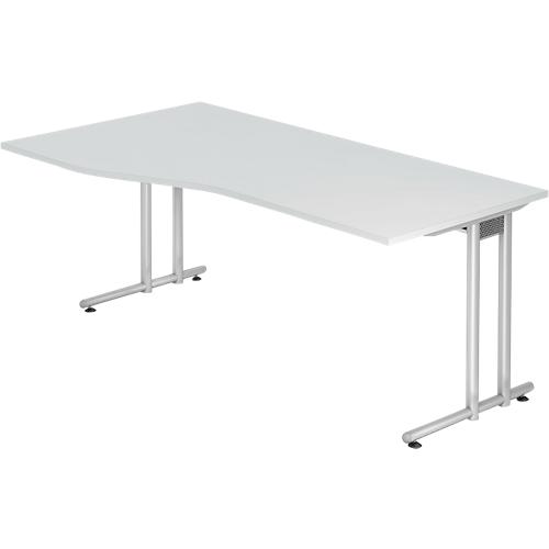 Schreibtisch JENA, C-Fuß, Freiform, B 1800 x T 1000 x H 720 mm, lichtgrau