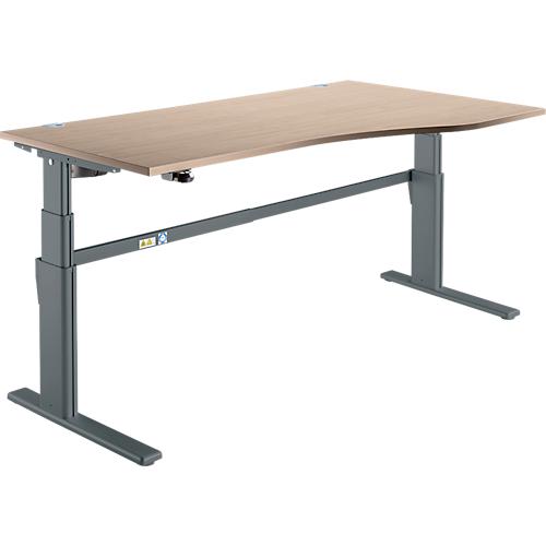 Schreibtisch Komfort, elektrisch höhenverstellbar, Freiform, Ansatz rechts, C-Fuß, B 1800 x T 1000,00/800 x H 655-1305 mm, Eiche/anthrazit