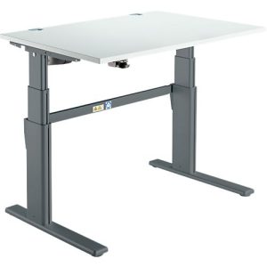 Schreibtisch Komfort, elektrisch höhenverstellbar, Rechteck, C-Fuß, B 1200 x T 800 x H 655-1305 mm, lichtgrau/anthrazit