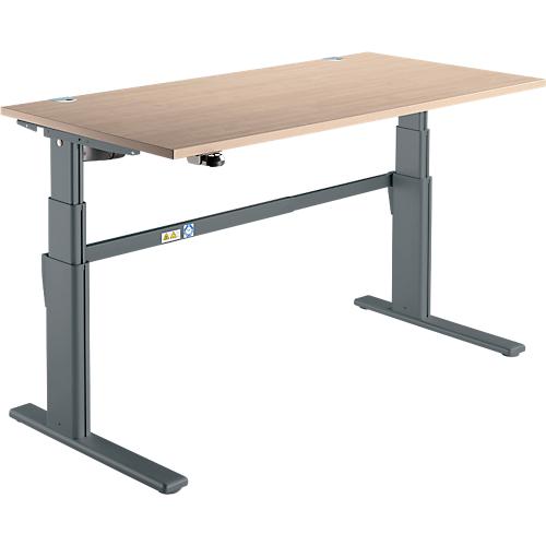 Schreibtisch Komfort, elektrisch höhenverstellbar, Rechteck, C-Fuß, B 1600 x T 800 x H 655-1305 mm, Eiche/anthrazit