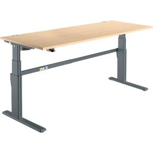 Schreibtisch Komfort, elektrisch höhenverstellbar, Rechteck, C-Fuß, B 1800 x T 800 x H 655-1305 mm, Ahorn/anthrazit