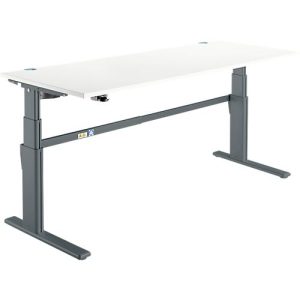 Schreibtisch Komfort, elektrisch höhenverstellbar, Rechteck, C-Fuß, B 1800 x T 800 x H 655-1305 mm, weiß/anthrazit