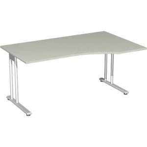 Schreibtisch mit Ansatz PALENQUE, C-Fuß, Freiform, Ansatz rechts, B 1800 x T 800/1000 x H 720 mm, lichtgrau Schreibtisch mit Ansatz PALENQUE, C-Fuß, Freiform, Ansatz rechts, B 1800 x T 800/1000 x H 720 mm, lichtgrau