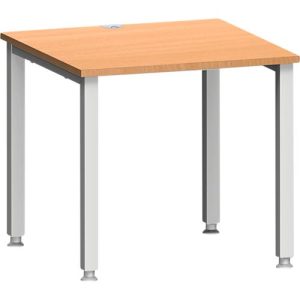 Schreibtisch MODENA FLEX, Quadrat, 4-Fuß Quadratrohr, B 800 x T 800 x H 720-820 mm, Buche/weißaluminium