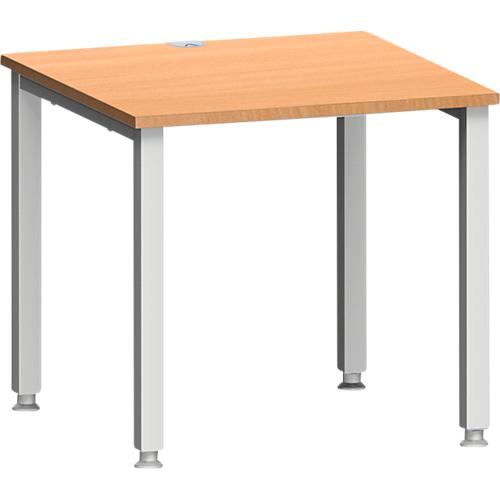 Schreibtisch MODENA FLEX, Quadrat, 4-Fuß Quadratrohr, B 800 x T 800 x H 720-820 mm, Buche/weißaluminium