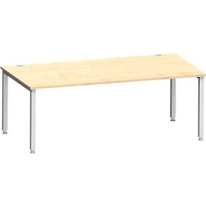 Schreibtisch MODENA FLEX, Rechteck, 4-Fuß Quadratrohr, B 2000 x T 1000 x H 720-820 mm, Ahorn/weißaluminium
