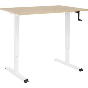 Schreibtisch Multiflex, manuell höhenverstellbar mit Kurbel, B 800 x T 800 x H 700-1180 mm, Eiche/weiß