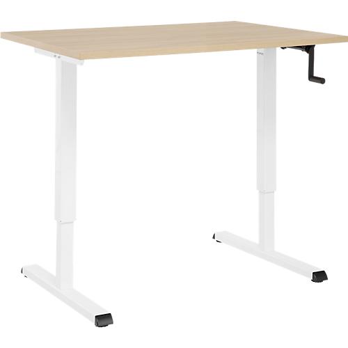 Schreibtisch Multiflex, manuell höhenverstellbar mit Kurbel, B 800 x T 800 x H 700-1180 mm, Eiche/weiß