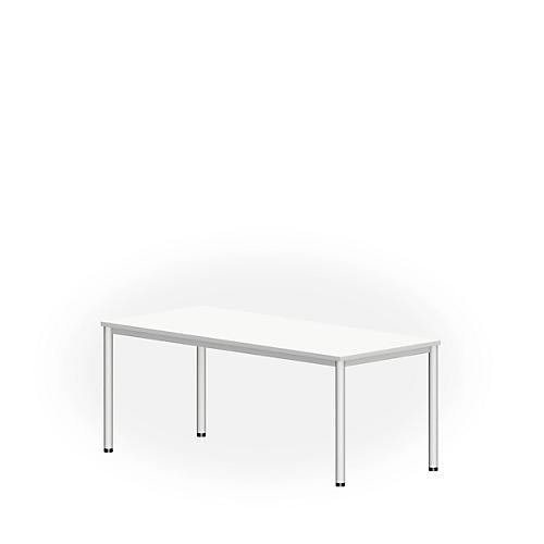 Schreibtisch NEVADA, 4-Fuß, Rechteck, Rundrohr, B 1800 x T 800 x H 740 mm, weiß/alusilber