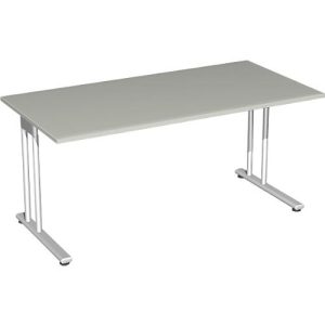 Schreibtisch PALENQUE, C-Fuß, Rechteck, B 1600 x T 800 x H 720 mm, lichtgrau Schreibtisch PALENQUE, C-Fuß, Rechteck, B 1600 x T 800 x H 720 mm, lichtgrau