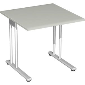 Schreibtisch PALENQUE, C-Fuß, Rechteck, B 800 x T 800 x H 720 mm, lichtgrau Schreibtisch PALENQUE, C-Fuß, Rechteck, B 800 x T 800 x H 720 mm, lichtgrau