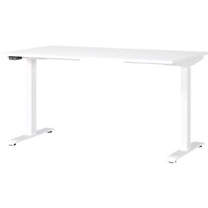 Schreibtisch Porto, elektrisch höhenverstellbar, T-Fuß, B 1400 x T 800 x H 720-1200 mm, weiß/weiß + Memory-USB-Panel
