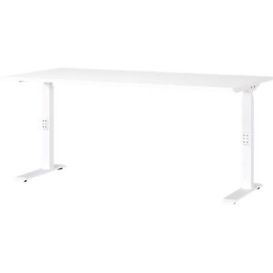 Schreibtisch Porto, mechanisch höheneinstellbar, C-Fuß, B 1600 x T 800 x H 680-910 mm, weiß/weiß