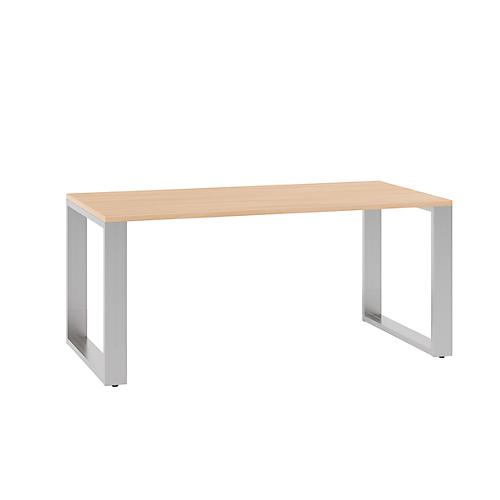 Schreibtisch QUANDOS BOX, Kufengestell, Rechteck, B 1600 x T 800 x H 720 - 820 mm, Kirsche Romana