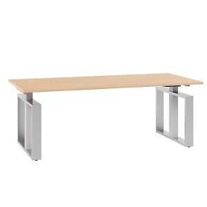 Schreibtisch QUANDOS BOX, Kufengestell, Rechteck, B 2000 x T 900 x H 720 – 820 mm, Kirsche Romana Schreibtisch QUANDOS BOX, Kufengestell, Rechteck, B 2000 x T 900 x H 720 – 820 mm, Kirsche Romana