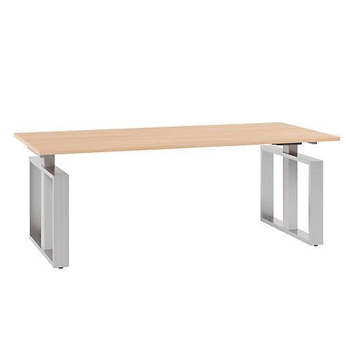 Schreibtisch QUANDOS BOX, Kufengestell, Rechteck, B 2000 x T 900 x H 720 - 820 mm, Kirsche Romana