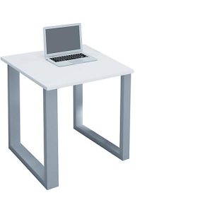 Schreibtisch, Rechteck, Bügelfuß, B 800 x T 500 x H 760 mm, weiß/silber Schreibtisch, Rechteck, Bügelfuß, B 800 x T 500 x H 760 mm, weiß/silber