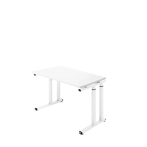 Schreibtisch Set Up, Rechteck, C-Fuß, B 1300 x T 650 x H 685-820 mm, weiß/weiß