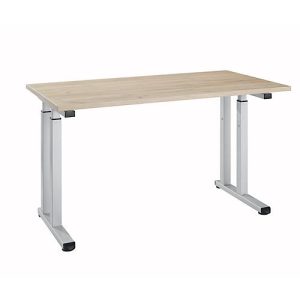 Schreibtisch Set Up, Rechteck, C-Fuß, B 1300 x T 650 x H 685-820 mm, Wildeiche/weißaluminium Schreibtisch Set Up, Rechteck, C-Fuß, B 1300 x T 650 x H 685-820 mm, Wildeiche/weißaluminium