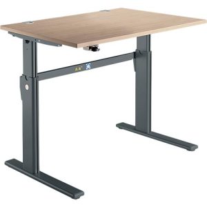 Schreibtisch Standard, elektrisch höhenverstellbar, Rechteck, C-Fuß, B 1200 x T 800 x H 725-1185 mm, Eiche/anthrazit