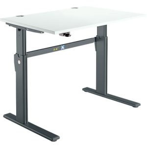 Schreibtisch Standard, elektrisch höhenverstellbar, Rechteck, C-Fuß, B 1200 x T 800 x H 725-1185 mm, lichtgrau/anthrazit Schreibtisch Standard, elektrisch höhenverstellbar, Rechteck, C-Fuß, B 1200 x T 800 x H 725-1185 mm, lichtgrau/anthrazit
