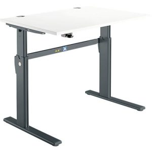 Schreibtisch Standard, elektrisch höhenverstellbar, Rechteck, C-Fuß, B 1200 x T 800 x H 725-1185 mm, weiß/anthrazit Schreibtisch Standard, elektrisch höhenverstellbar, Rechteck, C-Fuß, B 1200 x T 800 x H 725-1185 mm, weiß/anthrazit