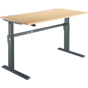 Schreibtisch Standard, elektrisch höhenverstellbar, Rechteck, C-Fuß, B 1600 x T 800 x H 725-1185 mm, Ahorn/anthrazit Schreibtisch Standard, elektrisch höhenverstellbar, Rechteck, C-Fuß, B 1600 x T 800 x H 725-1185 mm, Ahorn/anthrazit