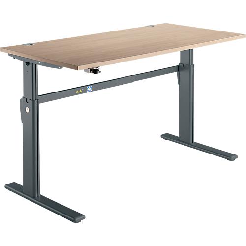 Schreibtisch Standard, elektrisch höhenverstellbar, Rechteck, C-Fuß, B 1600 x T 800 x H 725-1185 mm, Eiche/anthrazit