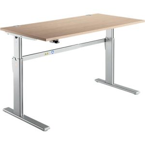 Schreibtisch Standard, elektrisch höhenverstellbar, Rechteck, C-Fuß, B 1600 x T 800 x H 725-1185 mm, Eiche/weißaluminium RAL 9006 Schreibtisch Standard, elektrisch höhenverstellbar, Rechteck, C-Fuß, B 1600 x T 800 x H 725-1185 mm, Eiche/weißaluminium RAL 9006