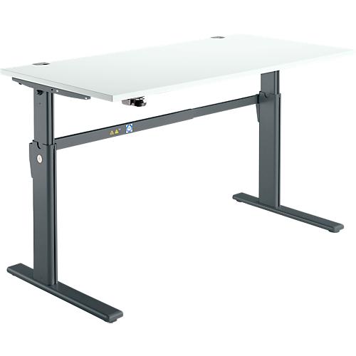 Schreibtisch Standard, elektrisch höhenverstellbar, Rechteck, C-Fuß, B 1600 x T 800 x H 725-1185 mm, lichtgrau/anthrazit