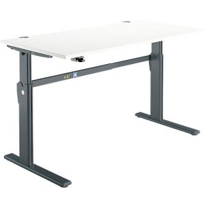 Schreibtisch Standard, elektrisch höhenverstellbar, Rechteck, C-Fuß, B 1600 x T 800 x H 725-1185 mm, weiß/anthrazit Schreibtisch Standard, elektrisch höhenverstellbar, Rechteck, C-Fuß, B 1600 x T 800 x H 725-1185 mm, weiß/anthrazit
